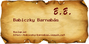 Babiczky Barnabás névjegykártya